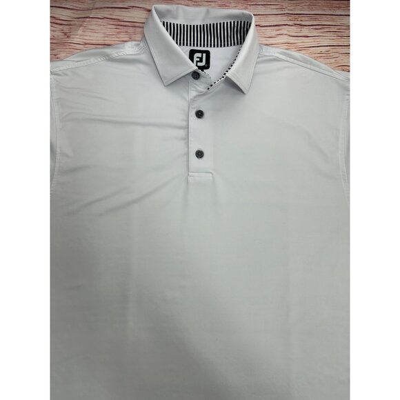 Footjoy FJ Mens Solid White Lisle Golf Polo Size XL - Picture 4 of 7